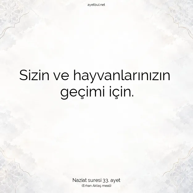Ayetbul | Kuran Mealleri | Quran | Naziat suresi 33. ayet