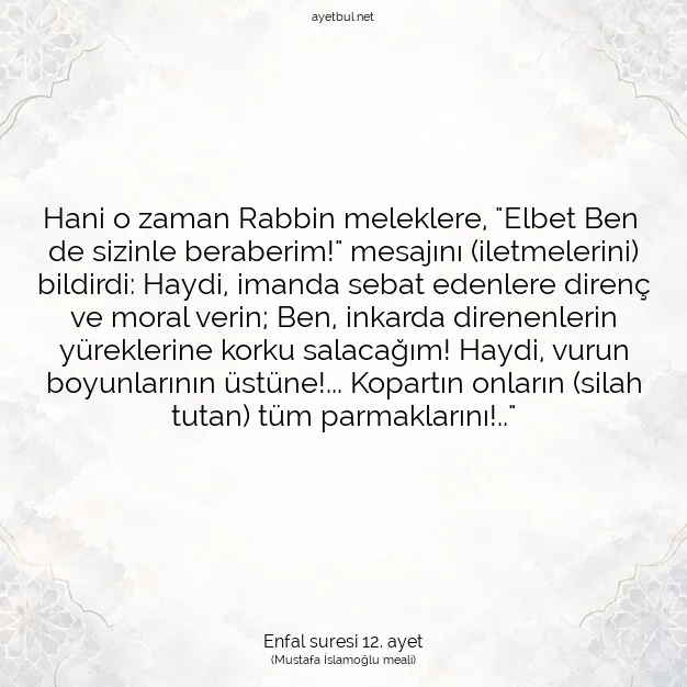 Ayetbul | Kuran Mealleri | Quran | Enfal suresi 12. ayet