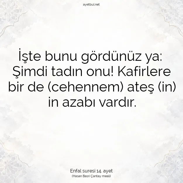 Ayetbul | Kuran Mealleri | Quran | Enfal suresi 14. ayet