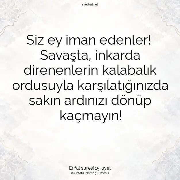 Ayetbul | Kuran Mealleri | Quran | Enfal suresi 15. ayet