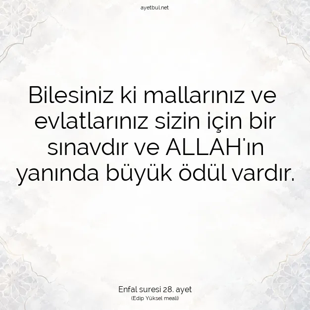 Ayetbul | Kuran Mealleri | Quran | Enfal suresi 28. ayet