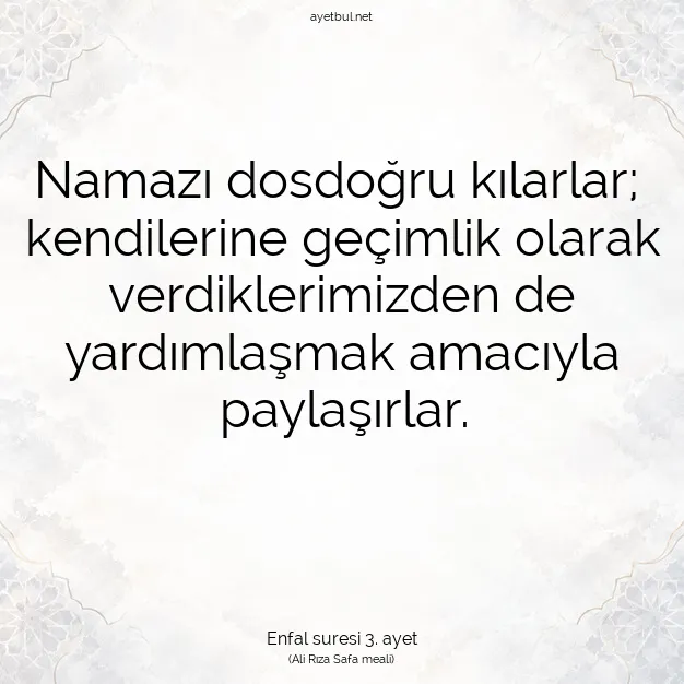 Ayetbul | Kuran Mealleri | Quran | Enfal suresi 3. ayet