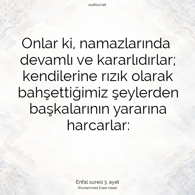 Ayetbul | Kuran Mealleri | Quran | Enfal suresi 3. ayet