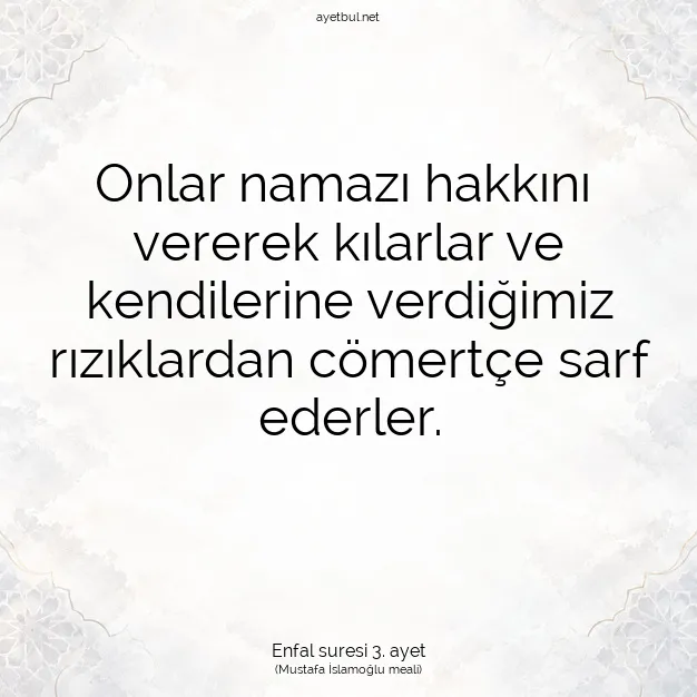 Ayetbul | Kuran Mealleri | Quran | Enfal suresi 3. ayet
