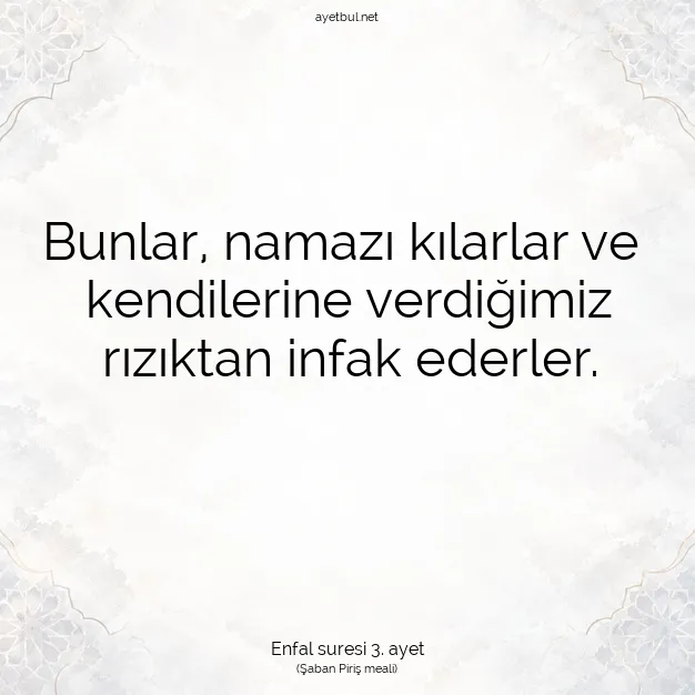 Ayetbul | Kuran Mealleri | Quran | Enfal suresi 3. ayet