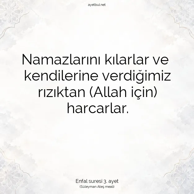 Ayetbul | Kuran Mealleri | Quran | Enfal suresi 3. ayet