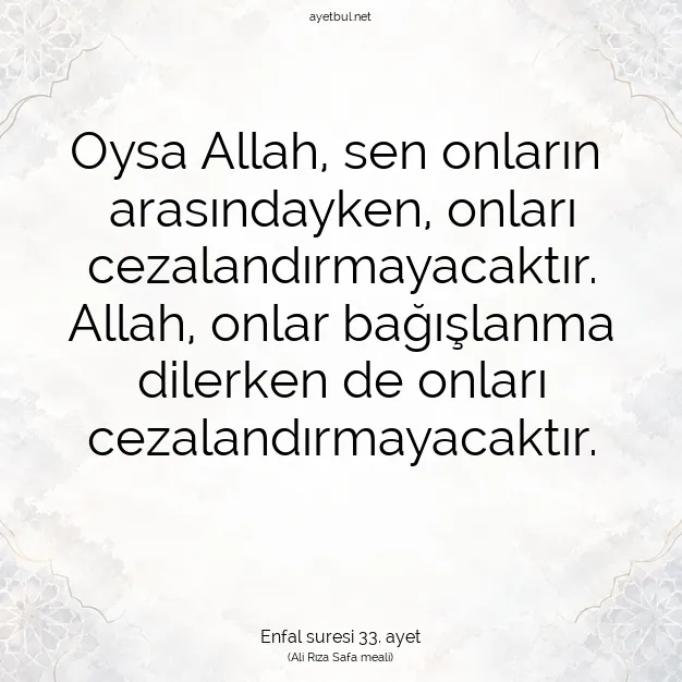 Ayetbul | Kuran Mealleri | Quran | Enfal suresi 33. ayet