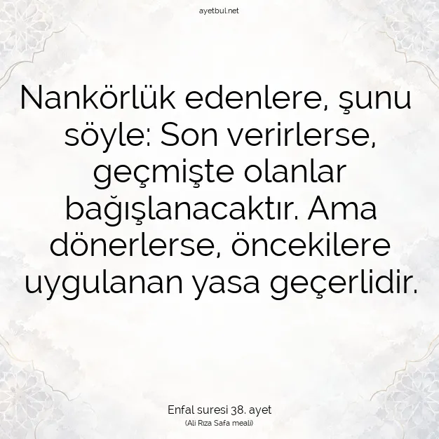 Ayetbul | Kuran Mealleri | Quran | Enfal suresi 38. ayet