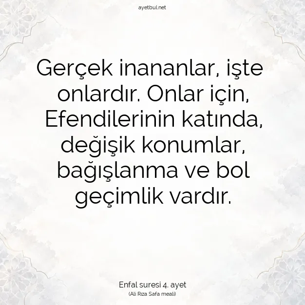 Ayetbul | Kuran Mealleri | Quran | Enfal suresi 4. ayet