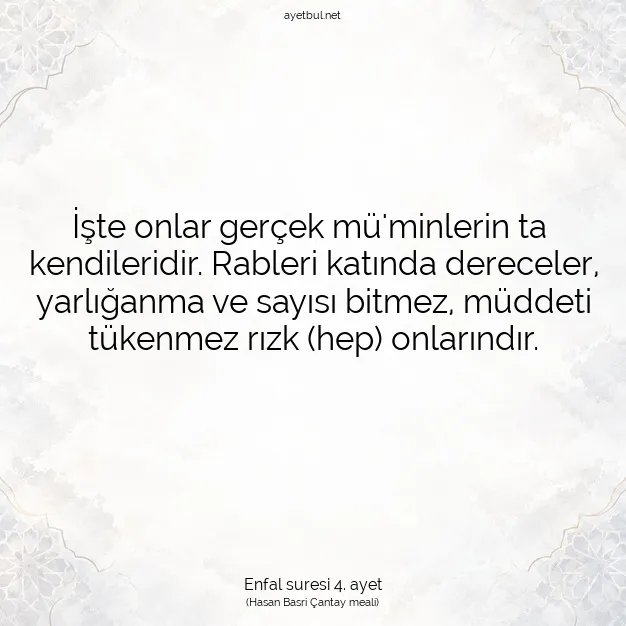 Ayetbul | Kuran Mealleri | Quran | Enfal suresi 4. ayet