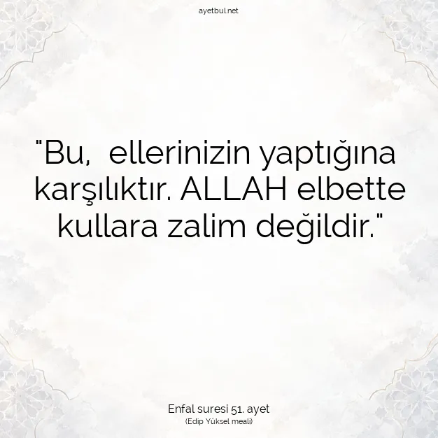 Ayetbul | Kuran Mealleri | Quran | Enfal suresi 51. ayet