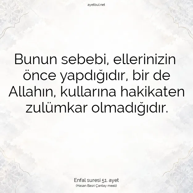 Ayetbul | Kuran Mealleri | Quran | Enfal suresi 51. ayet