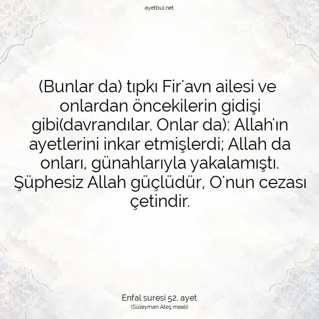 Ayetbul | Kuran Mealleri | Quran | Enfal suresi 52. ayet