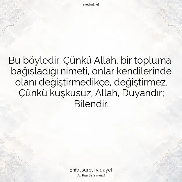 Ayetbul | Kuran Mealleri | Quran | Enfal suresi 53. ayet