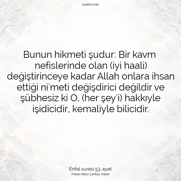 Ayetbul | Kuran Mealleri | Quran | Enfal suresi 53. ayet