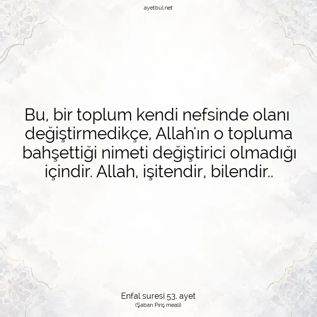 Ayetbul | Kuran Mealleri | Quran | Enfal suresi 53. ayet