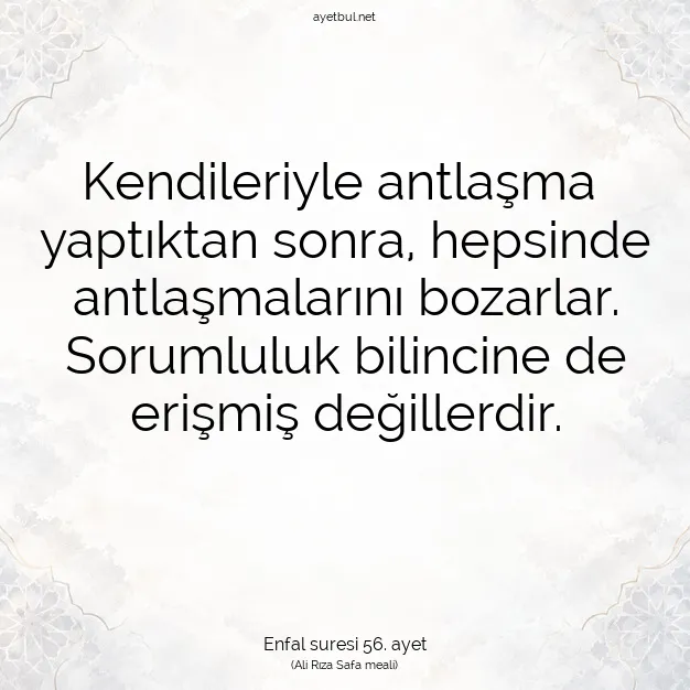Ayetbul | Kuran Mealleri | Quran | Enfal suresi 56. ayet