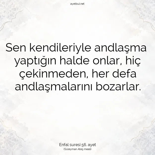 Ayetbul | Kuran Mealleri | Quran | Enfal suresi 56. ayet