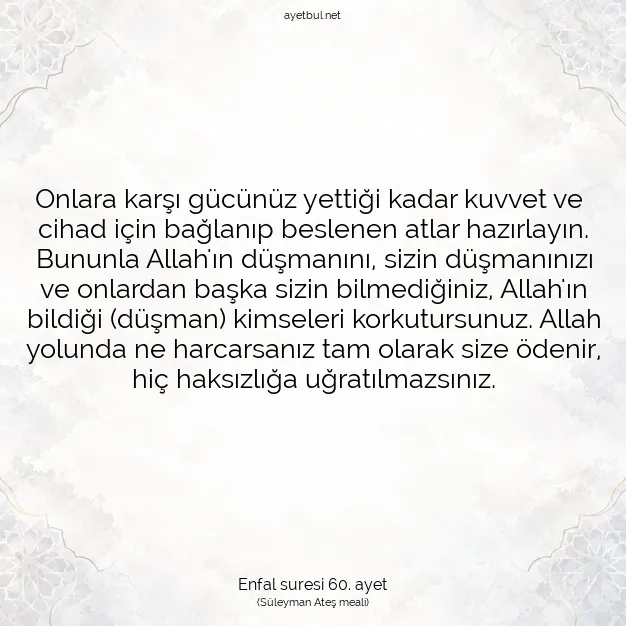 Ayetbul | Kuran Mealleri | Quran | Enfal suresi 60. ayet