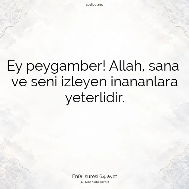 Ayetbul | Kuran Mealleri | Quran | Enfal suresi 64. ayet