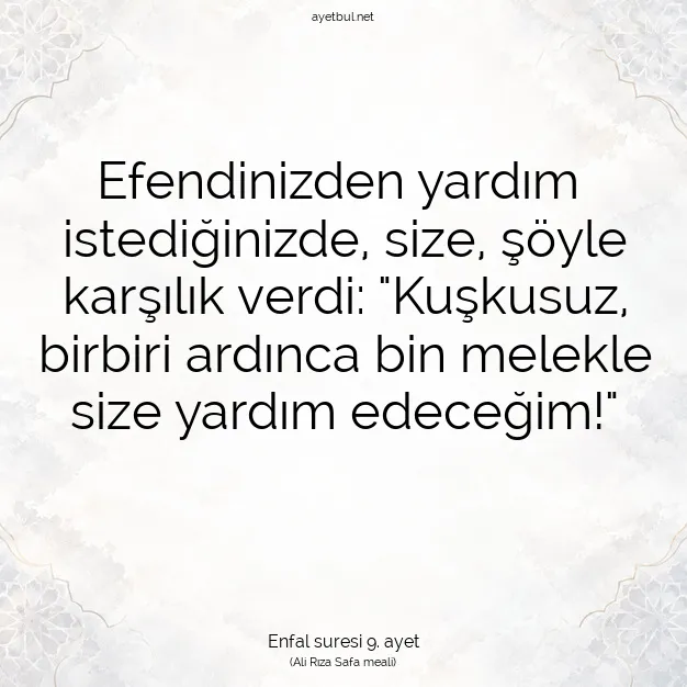 Ayetbul | Kuran Mealleri | Quran | Enfal suresi 9. ayet
