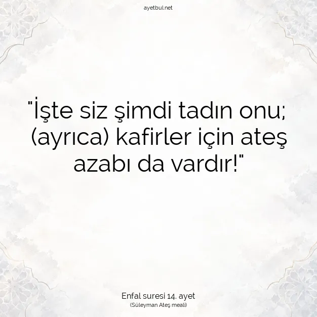 Ayetbul | Kuran Mealleri | Quran | Enfal suresi 14. ayet