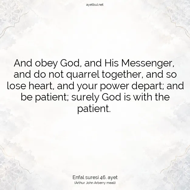 Ayetbul | Kuran Mealleri | Quran | Enfal suresi 46. ayet