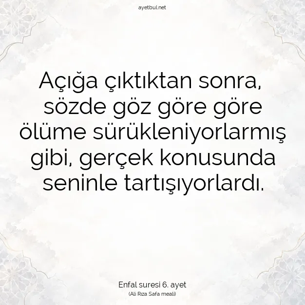 Ayetbul | Kuran Mealleri | Quran | Enfal suresi 6. ayet