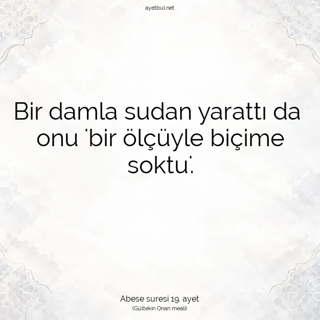 Ayetbul | Kuran Mealleri | Quran | Abese suresi 19. ayet