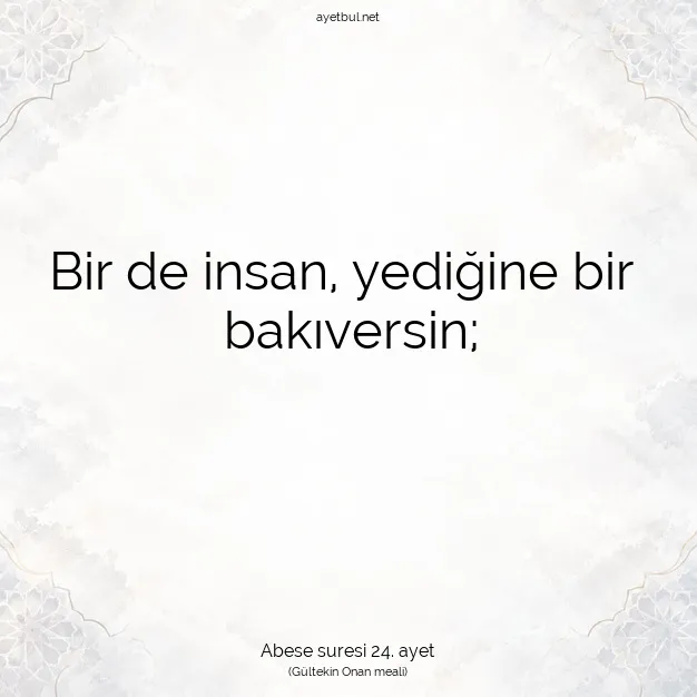 Ayetbul | Kuran Mealleri | Quran | Abese suresi 24. ayet
