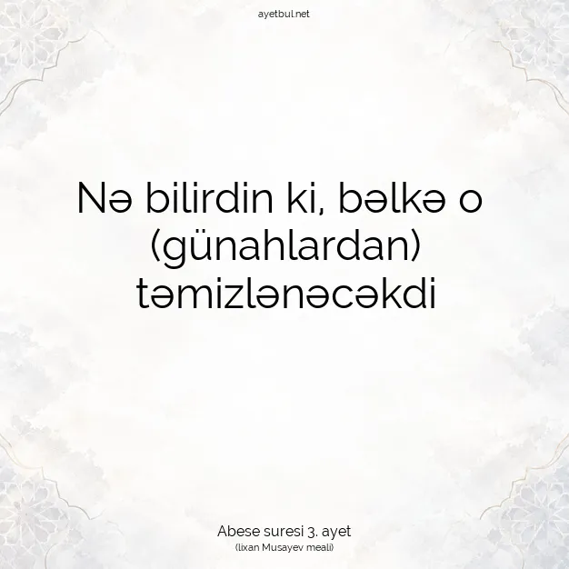 Ayetbul | Kuran Mealleri | Quran | Abese suresi 3. ayet