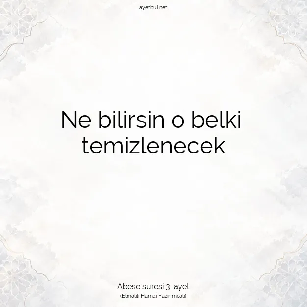 Ayetbul | Kuran Mealleri | Quran | Abese suresi 3. ayet
