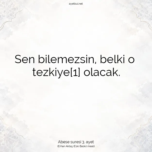 Ayetbul | Kuran Mealleri | Quran | Abese suresi 3. ayet