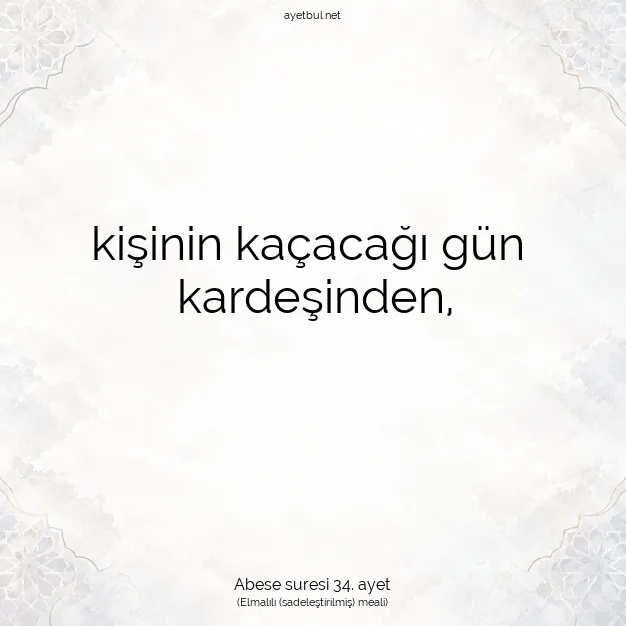 Ayetbul | Kuran Mealleri | Quran | Abese suresi 34. ayet