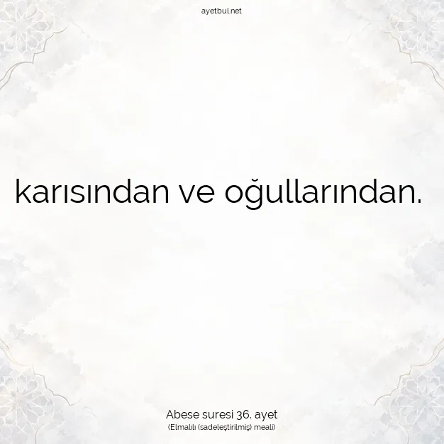 Ayetbul | Kuran Mealleri | Quran | Abese suresi 36. ayet