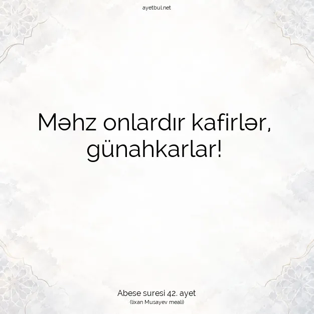 Ayetbul | Kuran Mealleri | Quran | Abese suresi 42. ayet