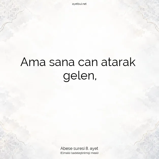 Ayetbul | Kuran Mealleri | Quran | Abese suresi 8. ayet