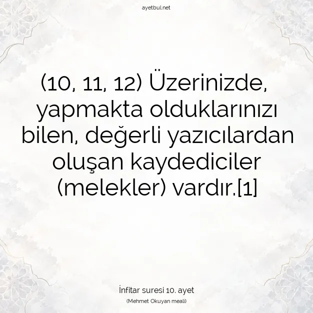 Ayetbul | Kuran Mealleri | Quran | İnfitar suresi 10. ayet