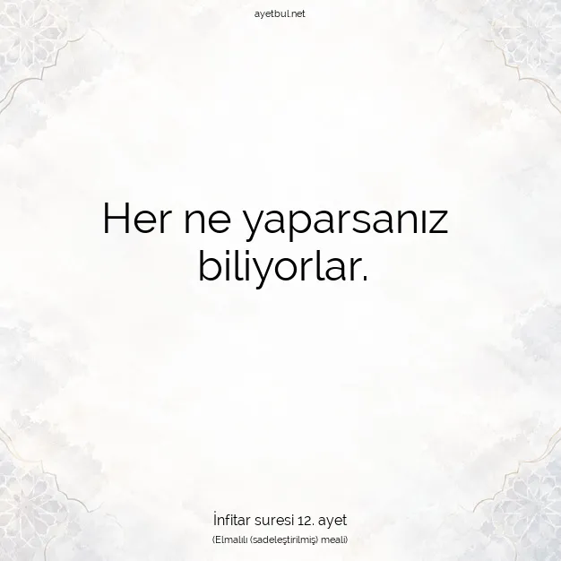 Ayetbul | Kuran Mealleri | Quran | İnfitar suresi 12. ayet