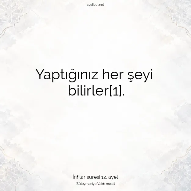 Ayetbul | Kuran Mealleri | Quran | İnfitar suresi 12. ayet