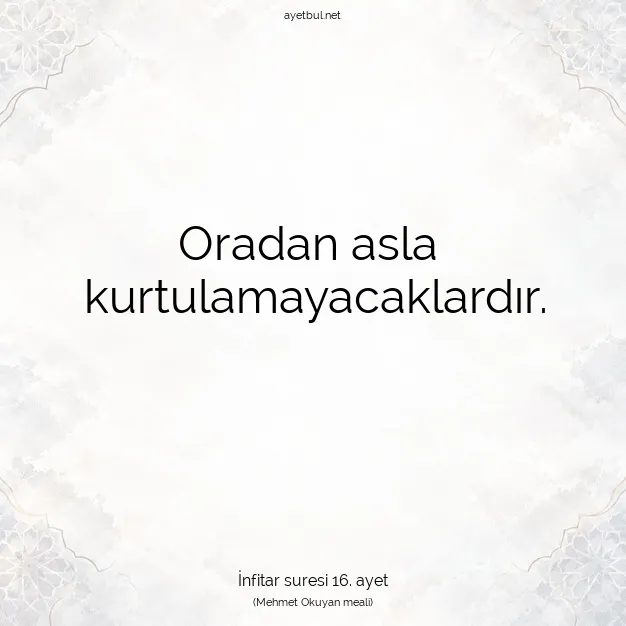 Ayetbul | Kuran Mealleri | Quran | İnfitar suresi 16. ayet
