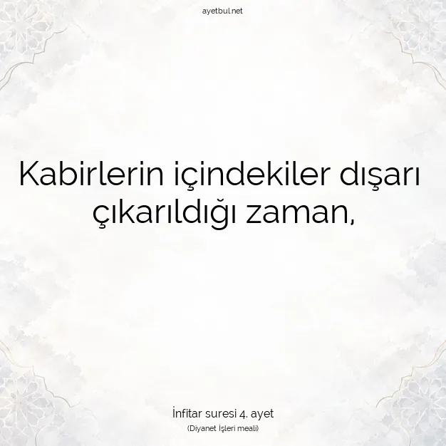 Ayetbul | Kuran Mealleri | Quran | İnfitar suresi 4. ayet