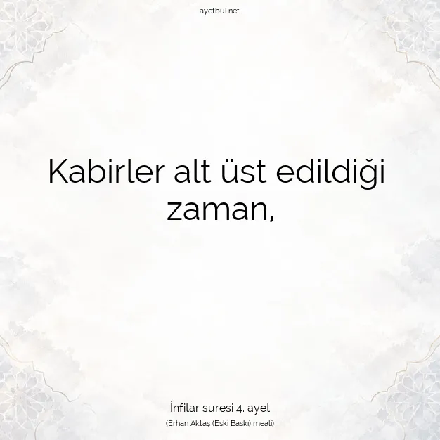 Ayetbul | Kuran Mealleri | Quran | İnfitar suresi 4. ayet
