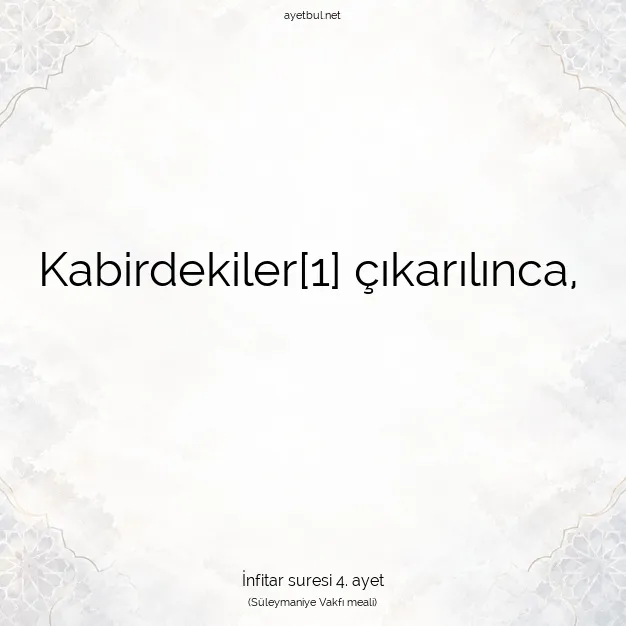 Ayetbul | Kuran Mealleri | Quran | İnfitar suresi 4. ayet