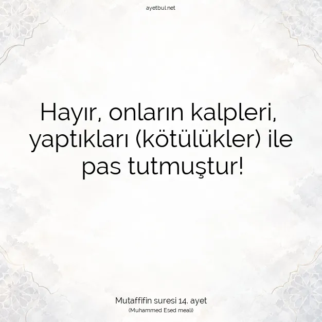 Ayetbul | Kuran Mealleri | Quran | Mutaffifin suresi 14. ayet
