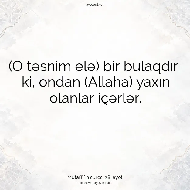 Ayetbul | Kuran Mealleri | Quran | Mutaffifin suresi 28. ayet