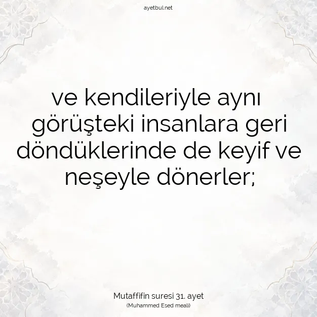 Ayetbul | Kuran Mealleri | Quran | Mutaffifin suresi 31. ayet
