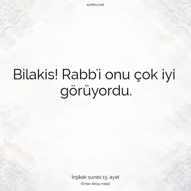 Ayetbul | Kuran Mealleri | Quran | İnşikak suresi 15. ayet