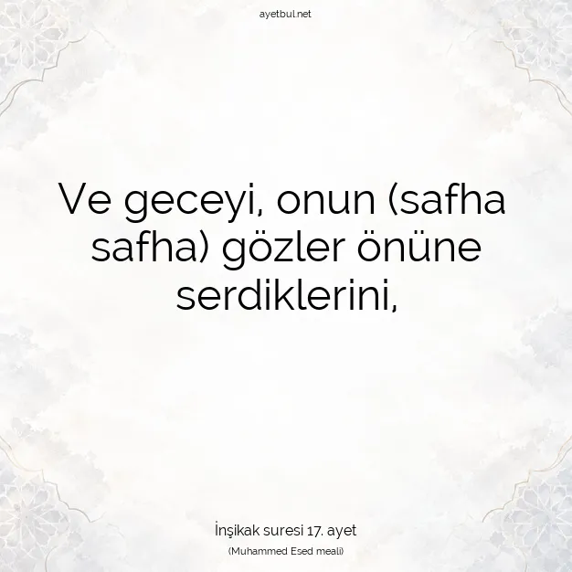 Ayetbul | Kuran Mealleri | Quran | İnşikak suresi 17. ayet