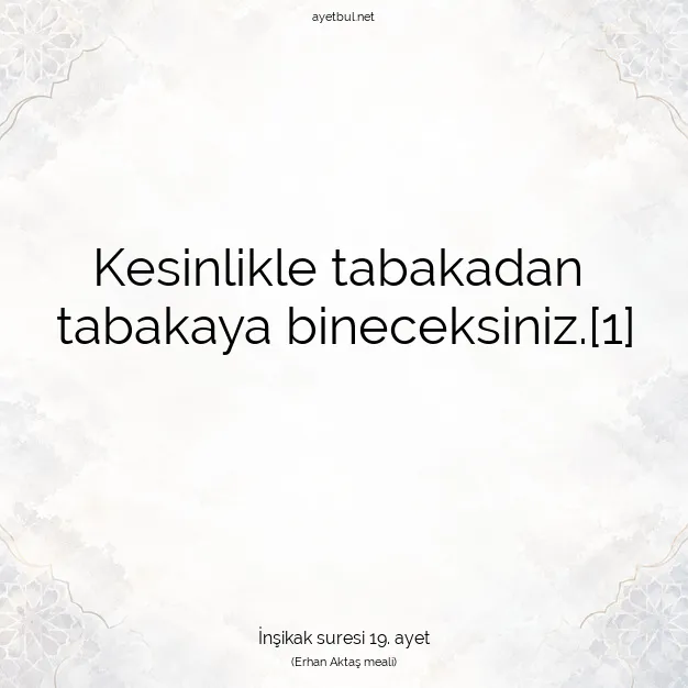 Ayetbul | Kuran Mealleri | Quran | İnşikak suresi 19. ayet